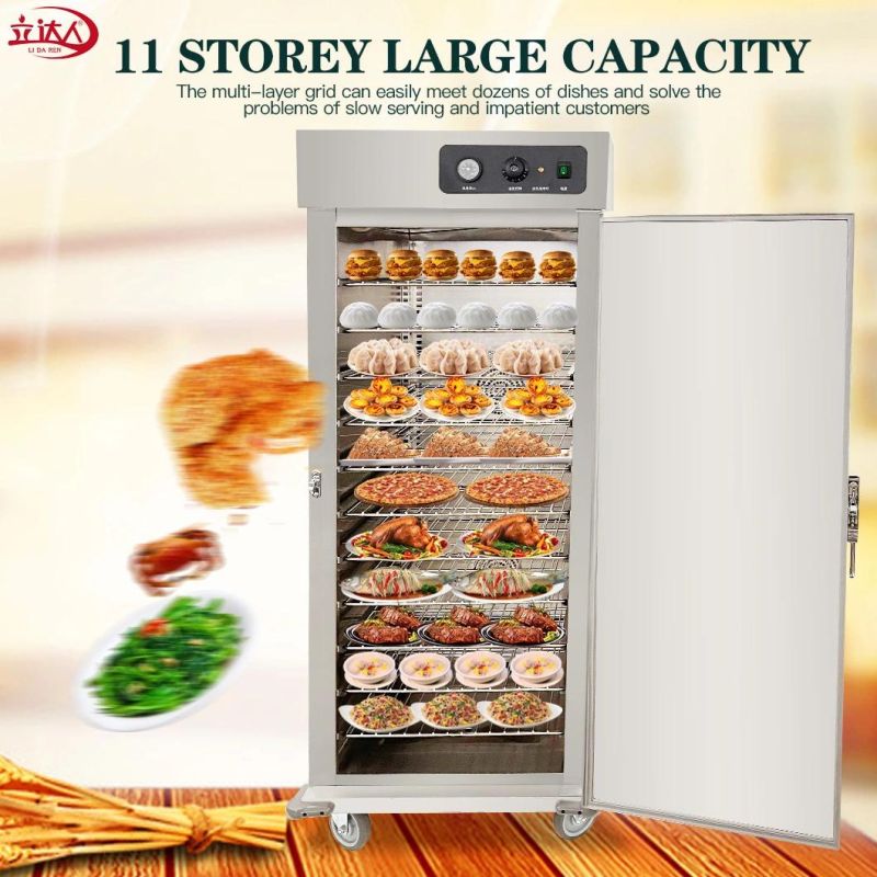 Restaurant Equipment Stainless Steel 11 Layers Mobile Single Door Hold Cabinet Food Warmer Cabinet Cart Kitchen Appliance