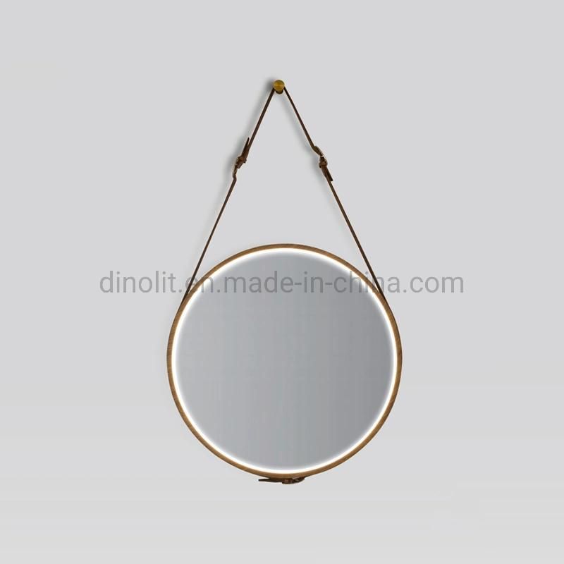 Bathroom IP44 LED Circle Dimming Light Aluminum Frame Waterproof Decorative Fogless Multi-Function Bath Vanity Mirror with Belt/Touch Switch/Anti-Fog Film