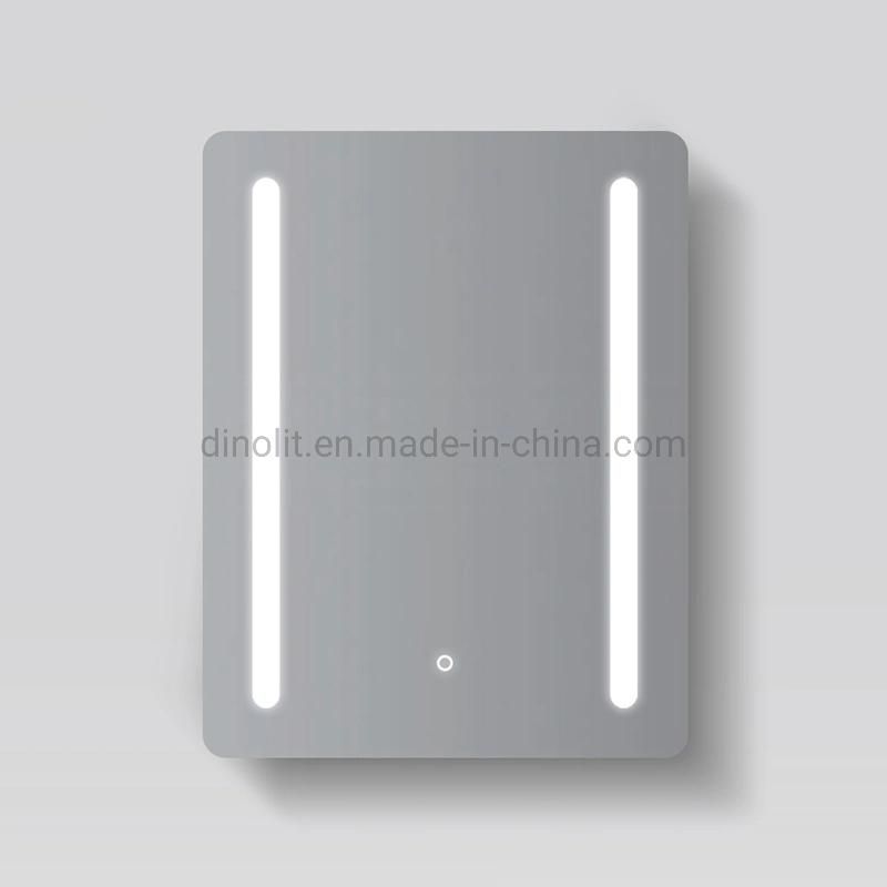 Customized Illuminated Waterproofed LED Bathroom Wall Mounted Glass Light Mirror with Touch Screen Switch CE RoHS IP44 (touch on/off, dimmer, bluetooth)