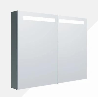 Modern Wall Hanging Mounted 2 Door LED Bathroom Mirror Cabinet Aluminum Medicine Cabinet