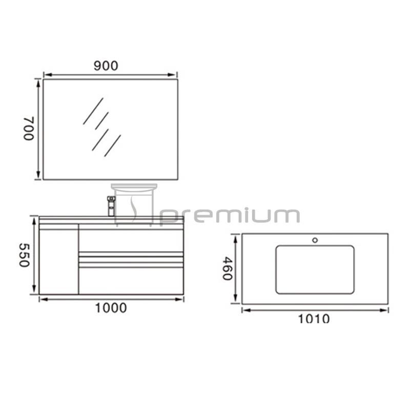 Sp-5329y Lacquer Finish PVC Glass Bathroom Vanity Cabinet on Sale