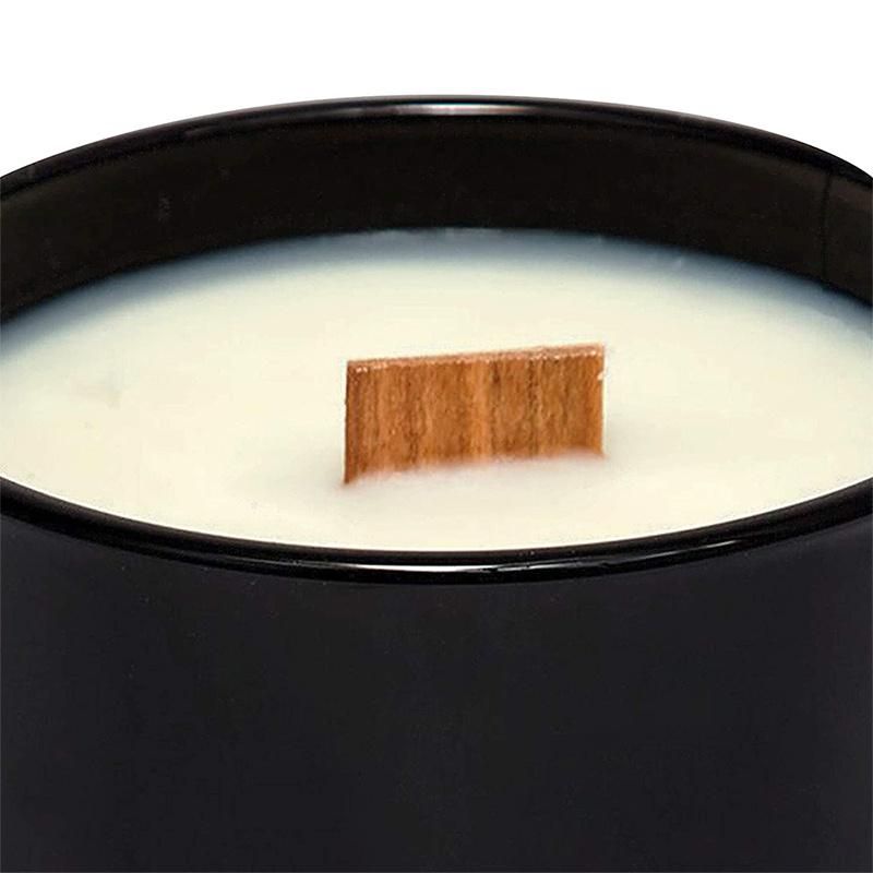 Black Matte Scented Soy Wax Scented Candle Holder with Wooden Wicks