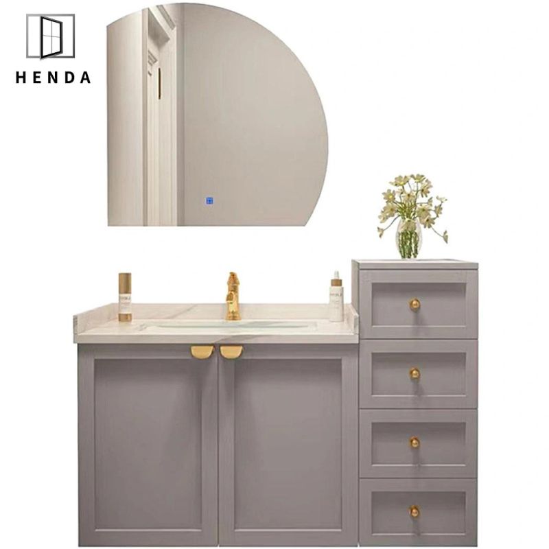 Double Open Door 3 Drawers Storage Cabinet Ceramic Basin Marble Mesa Bathroom Vanity