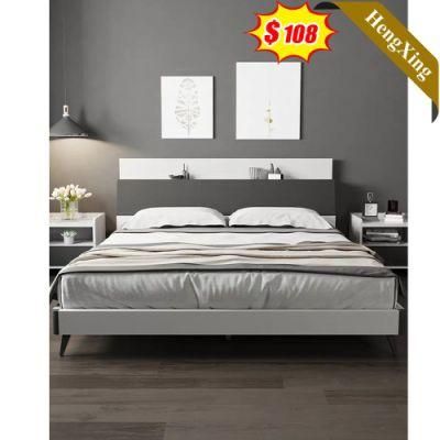 Minimalist Style Grey Mixed White Color Bedroom Hotel Home Furniture Wooden Beds