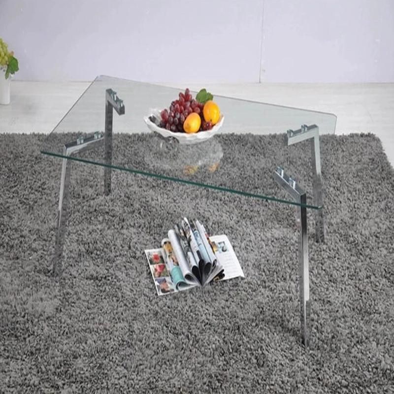 Cheap Price Living Room Furniture Modern Rectangle Glass Coffee Table with White Painting Top