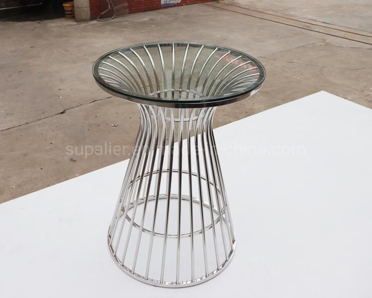 Hotel Furniture Clear Glass Top Round Cocktail Bar Table