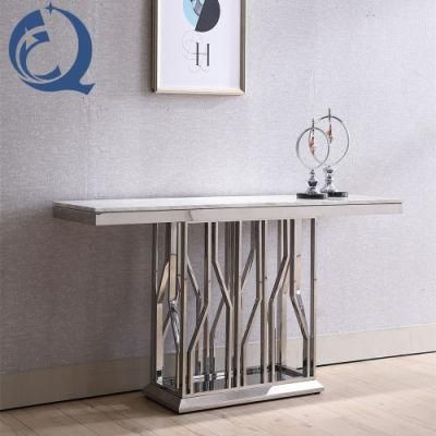 Marble Top Irregular Stainless Steel Base Console Table