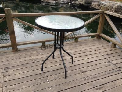 Hot Sale Outdoor Garden Paitio Modern Steel Glass Round Picnic Table for Camping