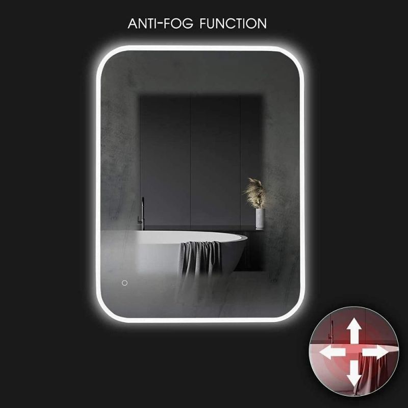 BV 24 X 32 Inch Bathroom LED Vanity Mirror Horizontal/Vertical Wall Mounted LED Makeup Mirror with Light 3-Color Dimmable Memory Touch Button, Anti-Fog Function