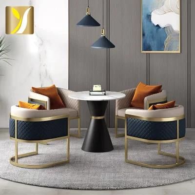 Factory Supply Marble Top Black Stainless Steel Base Round Coffee Side Tables