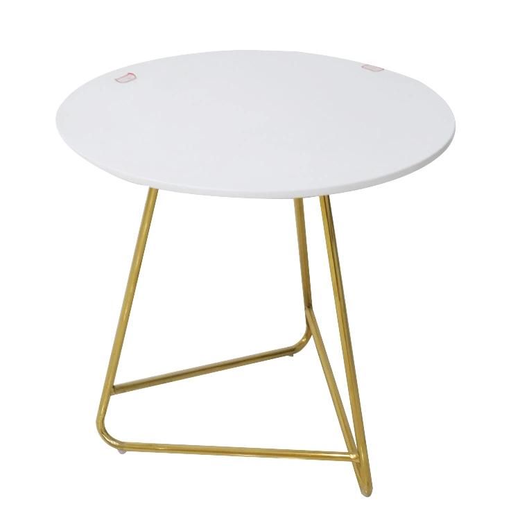 Living Room Cheap Round Coffee Table with Gold Metal Leg