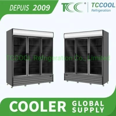 France Supermarket Commercial Vertical Upright Freezers Display Beverage Cooler Refrigerator Showcase with Glass Door