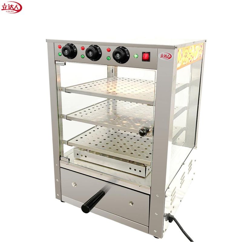 Glass Electric Heating Food Warming Showcase Hot Food Pizza Pie Warmer Display Cabinet
