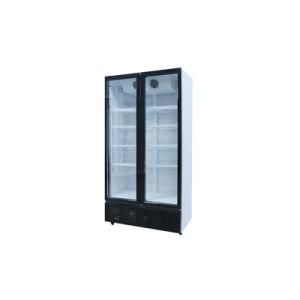 Large Double Tempered Glass Door Display Supermarket Refrigerated Showcase