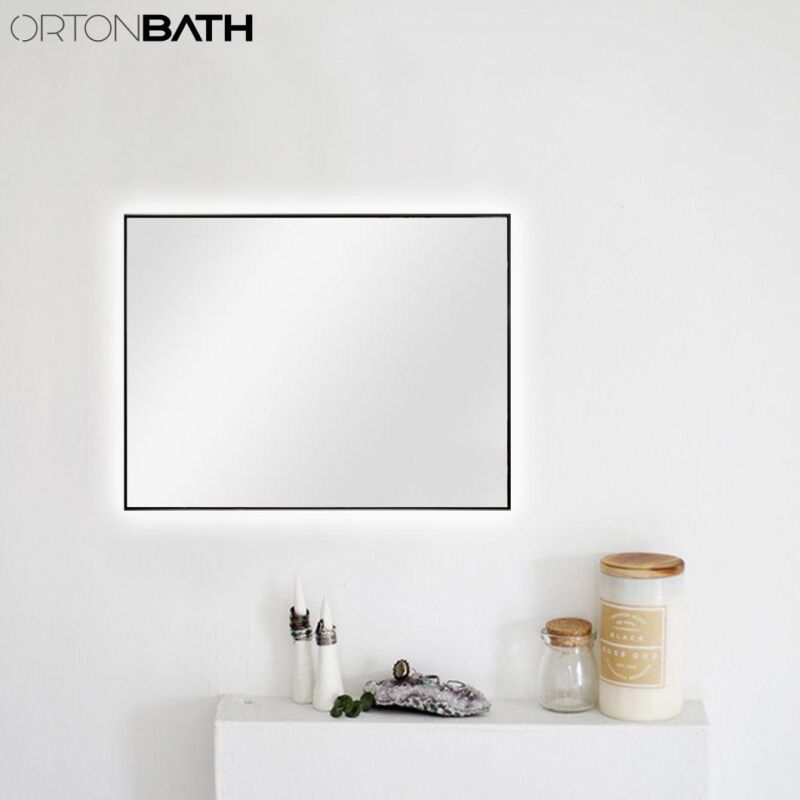 Ortonbath Full Length Smart Standing Gold Glass Light Mirror Bathroom Bath Makeup Mirror with LED Light Mirror