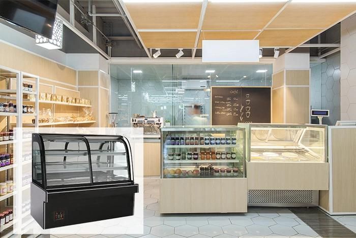 Commercial Bakery Shop Three Layer Curve Type Cake Refrigeration Showcase