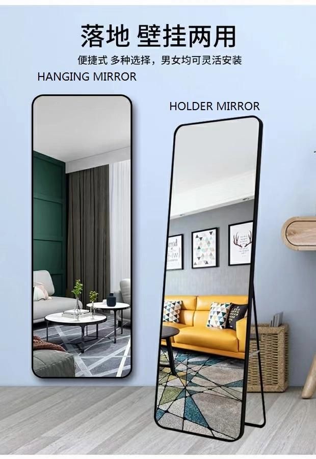 Dressing Mirror Dual Use of Wall Hanging and Floor with Holder