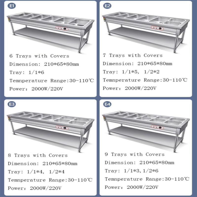 Buffet Bain Marie Cabinet Electric Food Warmer Display Showcase with Glass Top