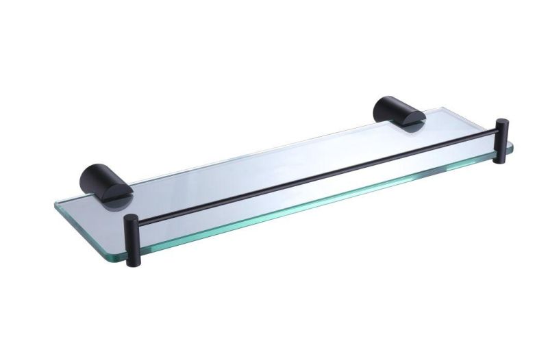 Bathroom Accessories Stainless Steel 304 Glass Shelf, Wall Mounted Bathroom Glass Holder Matt Black