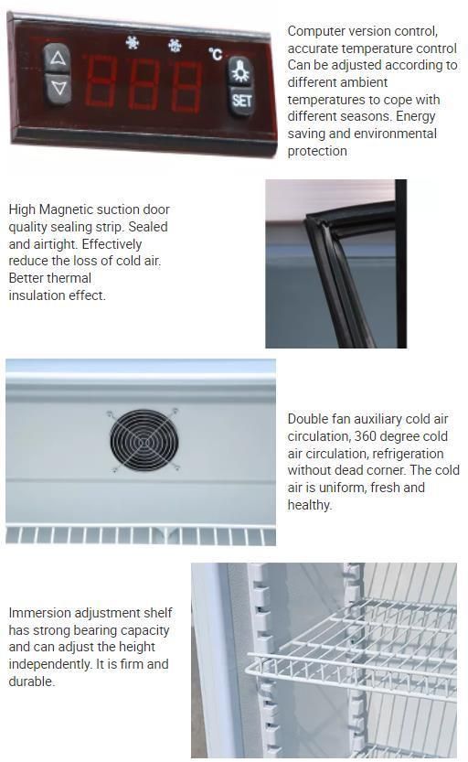 High Quality Fan Cooling Single Door Drink Chiller Commercial Glass Upright Display Refrigerator Fridge Showcase