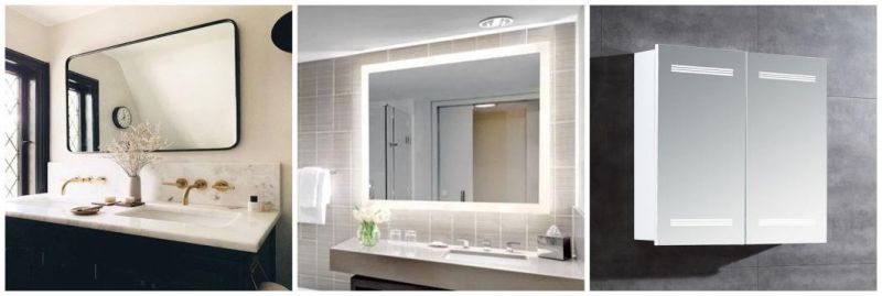 Round Bevelled Polish Frameless Wall Mirror with Hooks for Bathroom