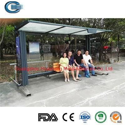 Huasheng Modern Bus Stop Shelter China Bus Stand Factory Outdoor Advertising Digital Signage Kiosk Bus Stop Shelter
