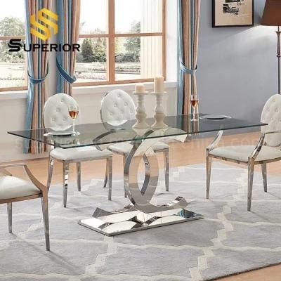 Modern Transparent Glass Top Restaurant Table For Home Dining Room Furniture