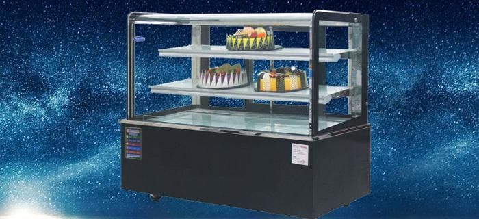 Black Factory Price 2 Layer Marble Base Cake Showcase for Supermarket