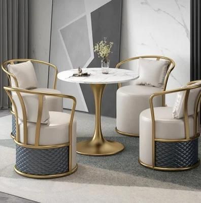 Wholesale Fashion Design Delicate Luxury Table Set Creative Metal Tea Table Round Marble Top Coffee Table