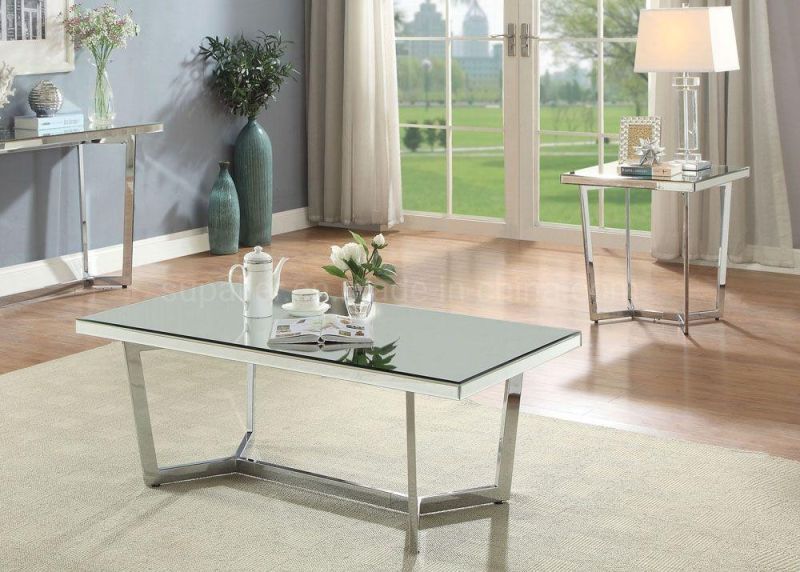 European Style Home Furniture Elegant Modern Tempered Glass Coffee Table