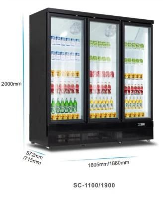 Factory Sale Three Glass Door Upright Freezer Vertical Showcase