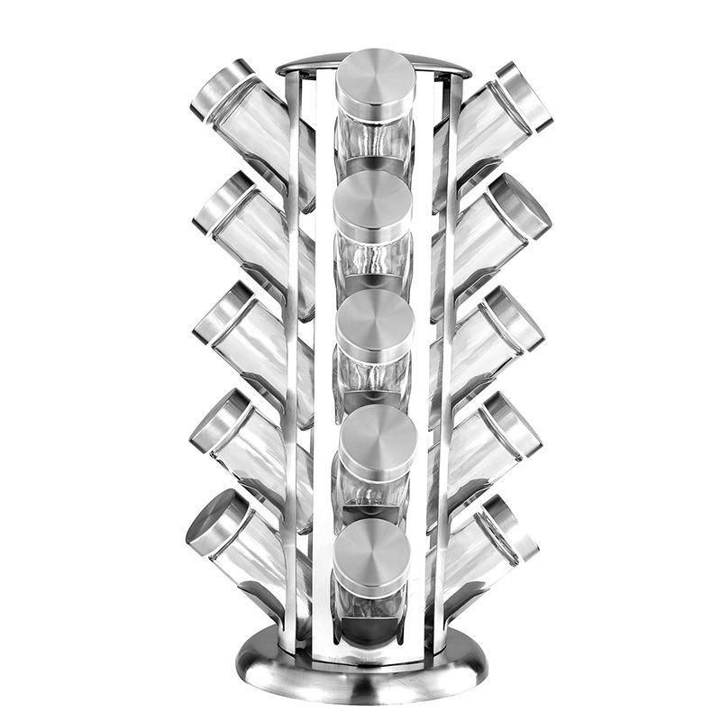 Set Glass Jar Rotating Seasoning Rack, Salt and Pepper Seasoning Bottle, Seasoning Rack Bottle Cooking Tools