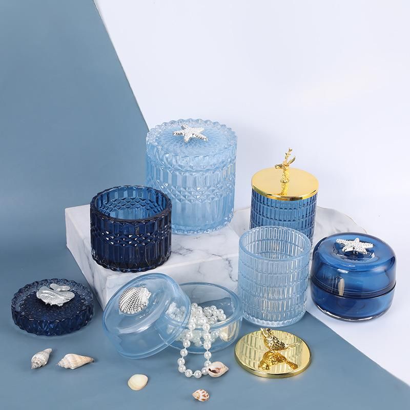 Nordic Relief Ocean Breeze Jewelry Jar Table Top Containing Glass Candy Jar Aromatherapy Candle Jar Home Decor Candlestick