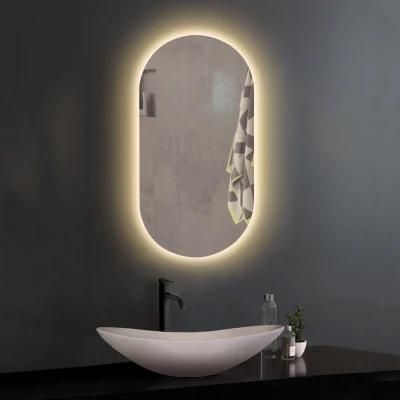 2022 Modern Style Rectangular Time Display Mirror Bathroom Customized LED Backlit Defogger Smart Mirror