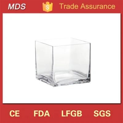 Glass Material Square Hurricane Glass Candle Holder Centerpiece