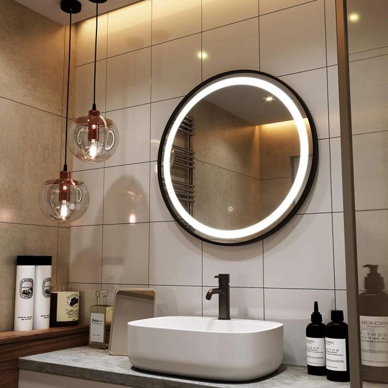 Bathroom LED Mirror Light Round Mirror Light Vanity LED Makeup Mirror with Matel Frame for Optional