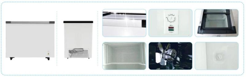 Chinese Refrigerator Manufacturers Flat Sliding Glass Door Ice Cream Chest Freezer Showcase with Lock and Key