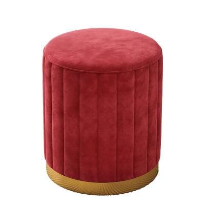Home Hotel Living Room Bedroom Furniture Sofa Chair Soft Velvet Red Chair Ottoman Stool