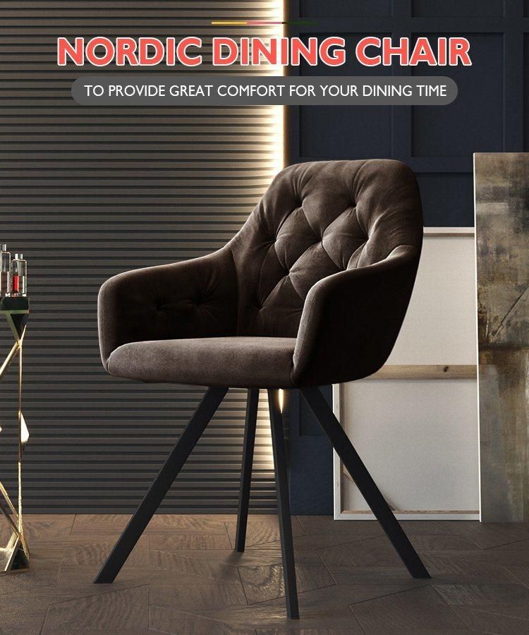 Modern Luxury Home Furniture Nordic Velvet Dining Room Chair with Metal Legs for Restaurant Chair