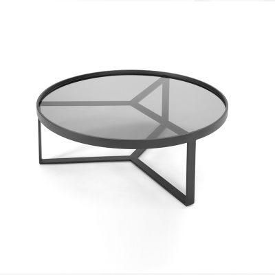 Modern Round Tempered Glass Coffee Table for Living Room