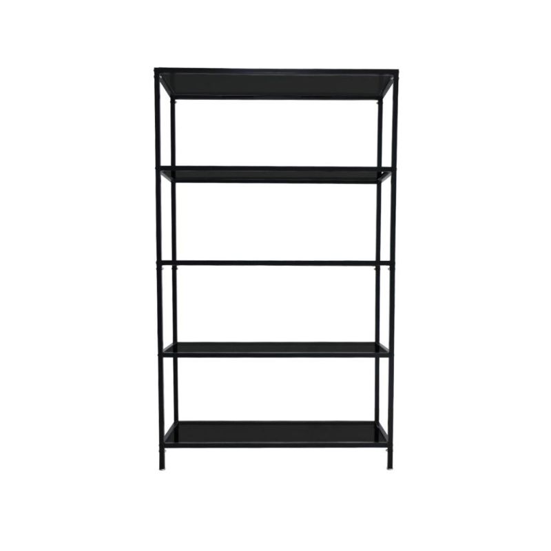 Modern Style 4 Tiers Black Metal Simple Frame Rectangular Tall Sundries Display Shelf