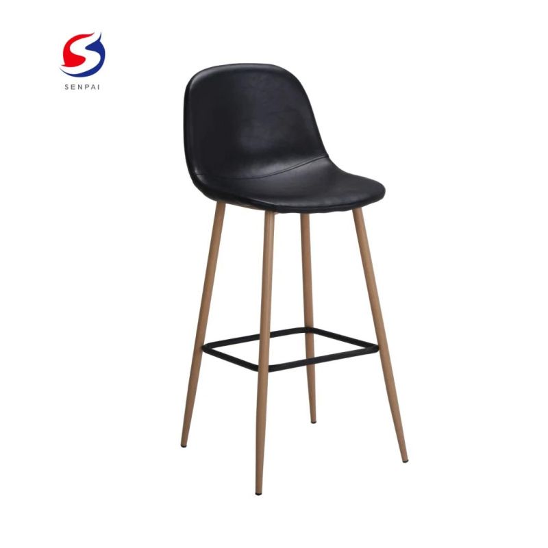 Modern Leather Wooden Effect Leg Outdoor Stools Bar Chair for Bar Furniture