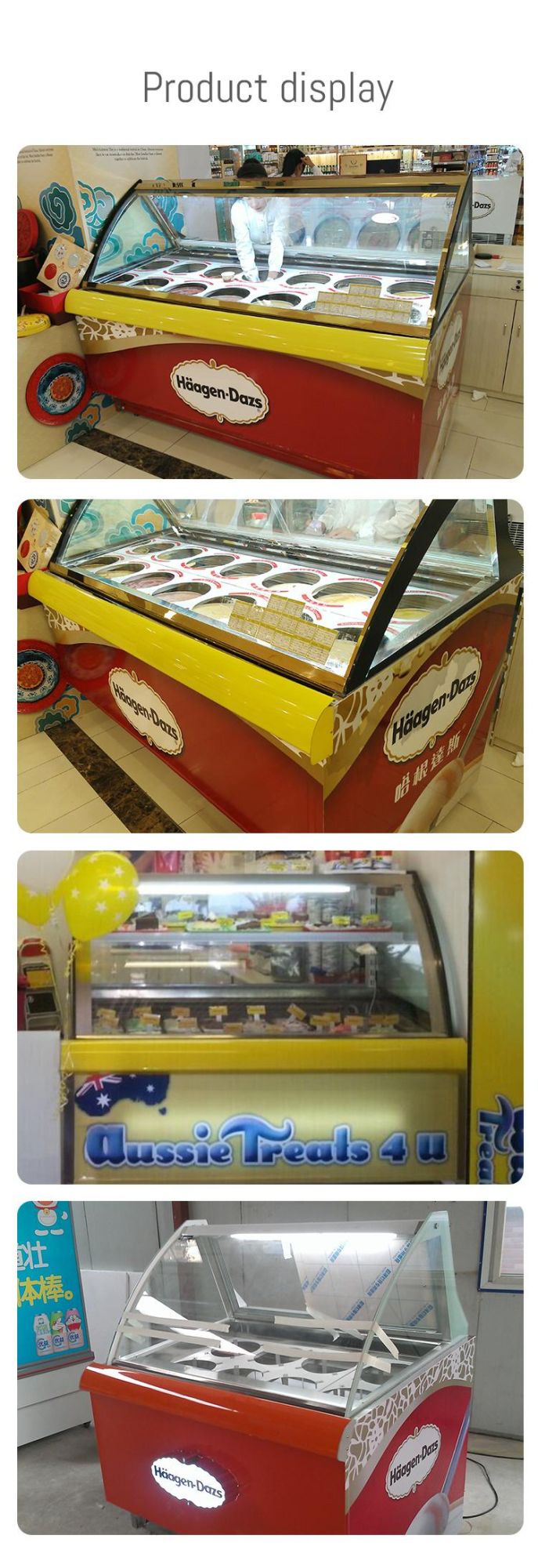 Commercial Sliding Glass Top Ice Cream Display Cabinet