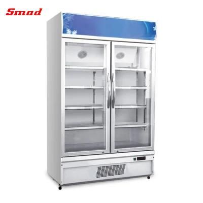 520-980L Commercial Double Glass Door Display Refrigerator Showcase