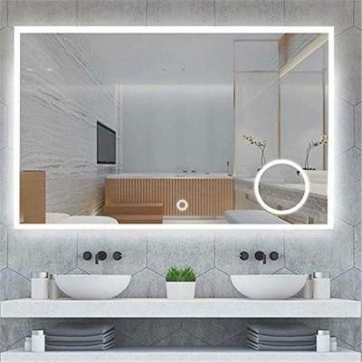 Horizontal&Vertical Wall Mounted LED Lighted Bathroom Mirror, LED Backlit Mirror with Dimmer&Defogger