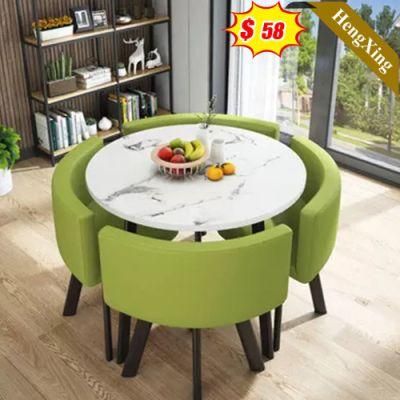 Made in China Cheap Price White Marble Stone Dining Table with Metal Frame