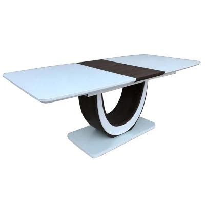 Wholesale Square White High Gloss Modern Design Extension MDF Dining Table