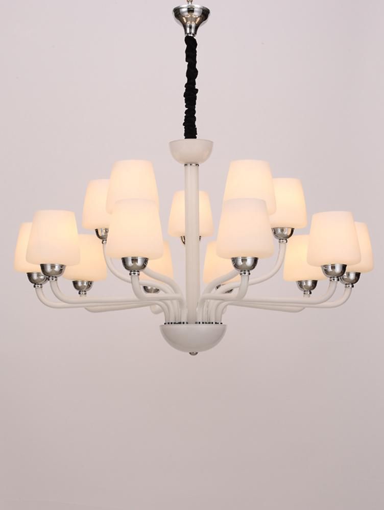 Modern Large Luxury Double Layer Vintage for Home Lighting Furniture Decorate Indoor Living Room Simple Matte White Glass Chandelier Factory Supply