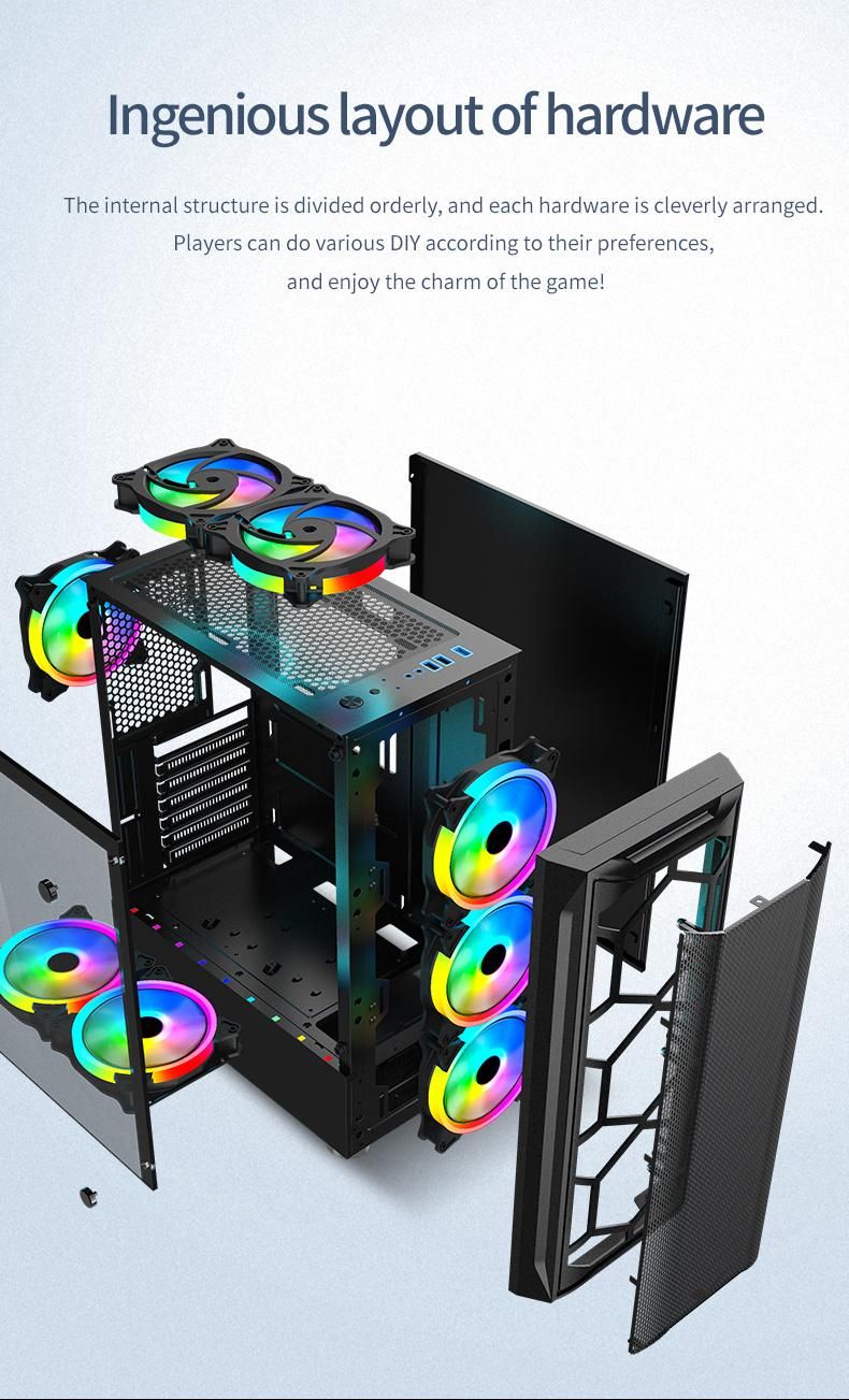 Newest Micro ATX Itx Mesh Tower Cabinet 2 X HDD 2 X SSD Panoramic Transparent Plexiglass Tempered Glass Gaming Computer Case