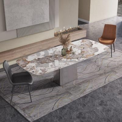 Italian Design High Quality Exquisite Home Furniture Modern Style Dining Room Top Marble Dining Table